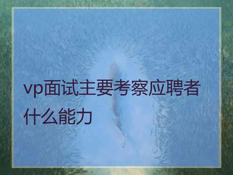 vp面试主要考察应聘者什么能力