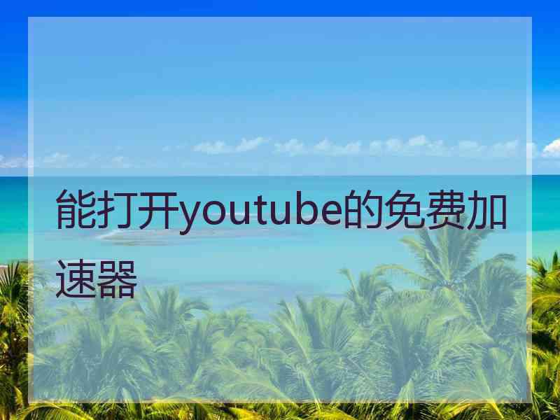 能打开youtube的免费加速器