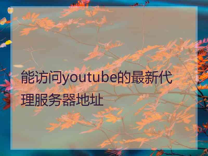 能访问youtube的最新代理服务器地址