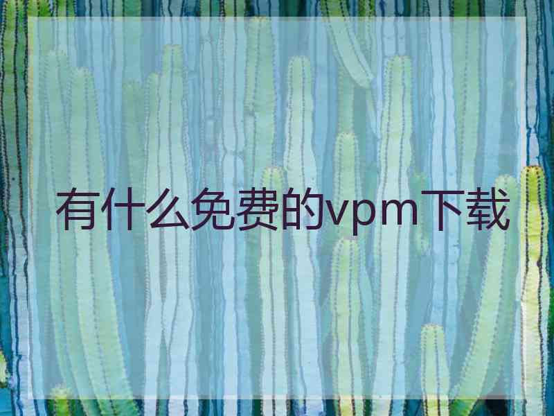 有什么免费的vpm下载