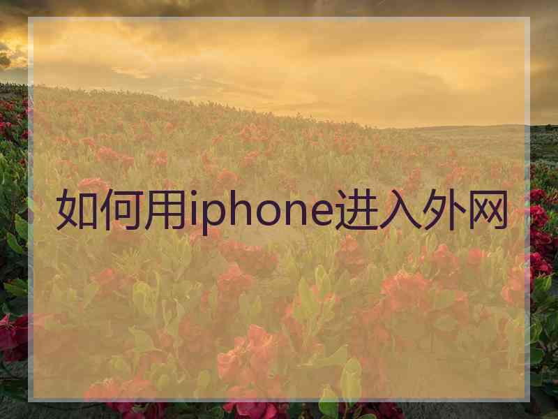 如何用iphone进入外网