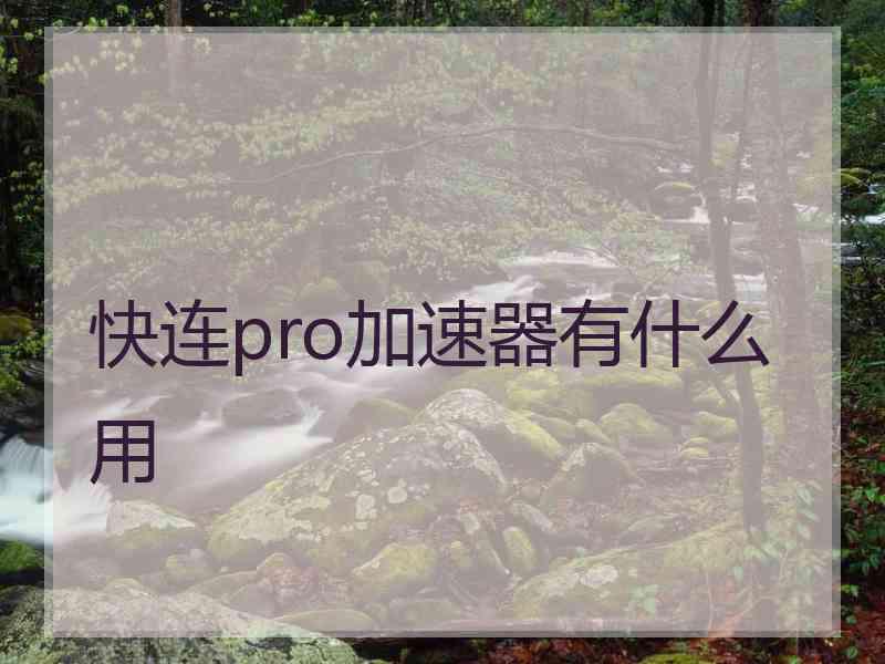 快连pro加速器有什么用