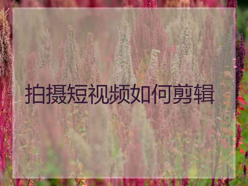 拍摄短视频如何剪辑