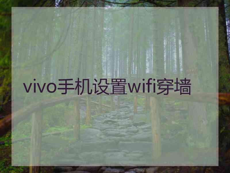 vivo手机设置wifi穿墙